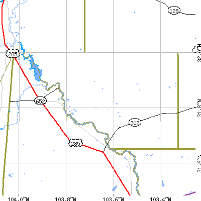 Loving County close-up map