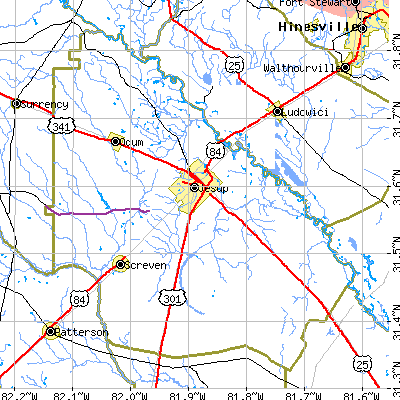 Wayne County close-up map