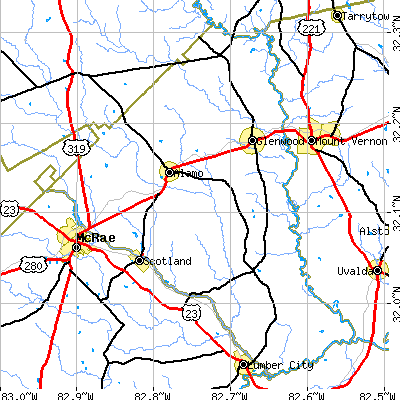 Wheeler County close-up map