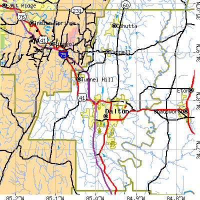 Whitfield County close-up map