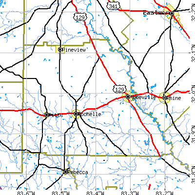 Wilcox County close-up map