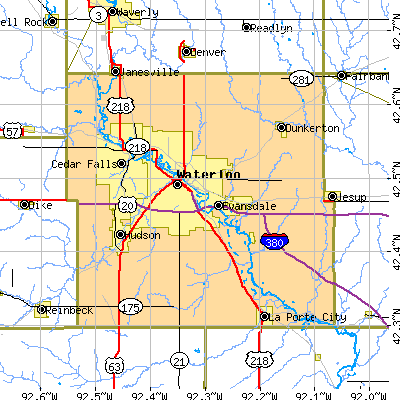 Black Hawk County close-up map