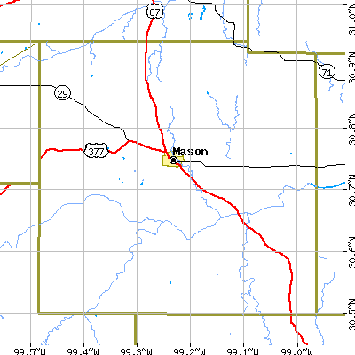 Mason County close-up map