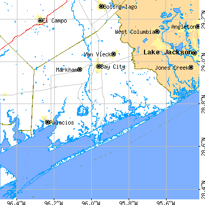 Matagorda County close-up map