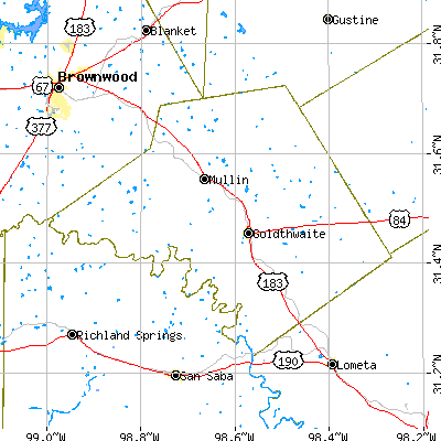 Mills County close-up map