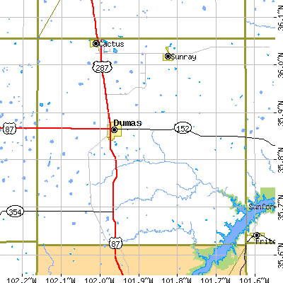 Moore County close-up map