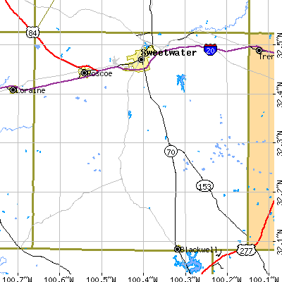 Nolan County close-up map