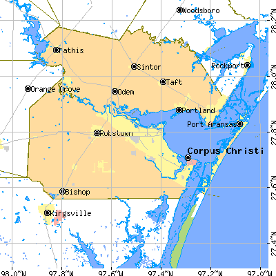 Nueces County close-up map