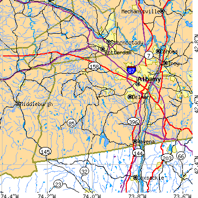 Albany County close-up map