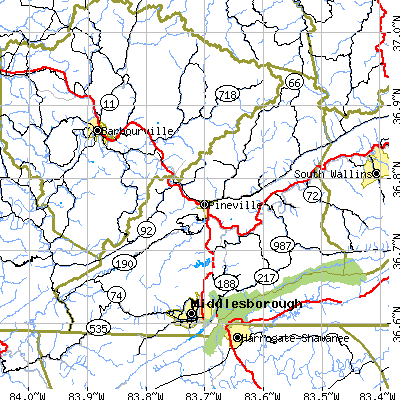 Bell County close-up map