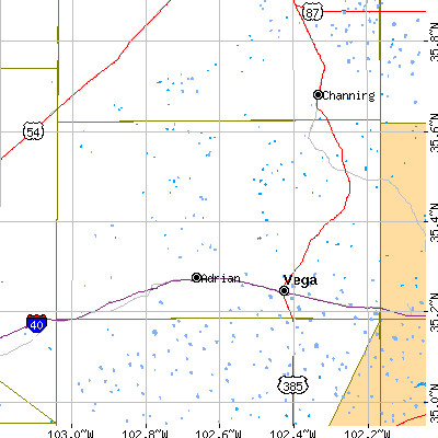 Oldham County close-up map