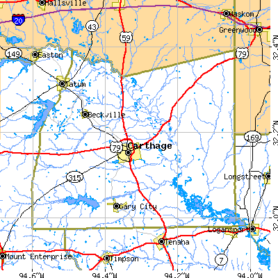 Panola County close-up map