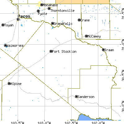 Pecos County close-up map