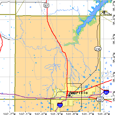 Potter County close-up map