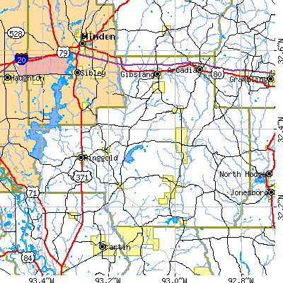 Bienville Parish close-up map