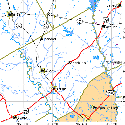 Robertson County close-up map