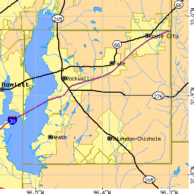 Rockwall County close-up map