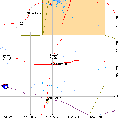 Schleicher County close-up map