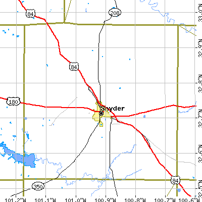 Scurry County close-up map
