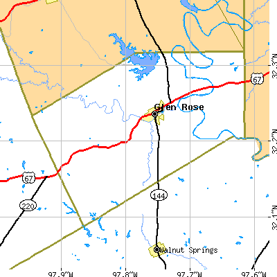 Somervell County close-up map