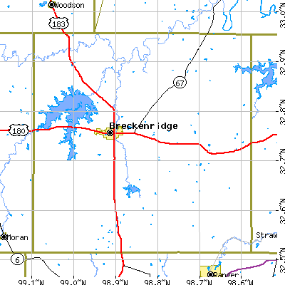 Stephens County close-up map