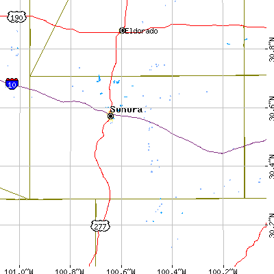 Sutton County close-up map
