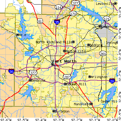 Tarrant County close-up map