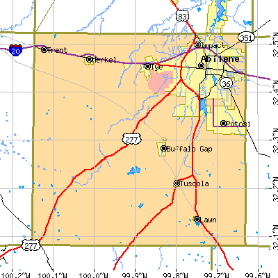 Taylor County close-up map