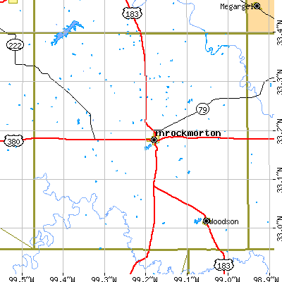 Throckmorton County close-up map