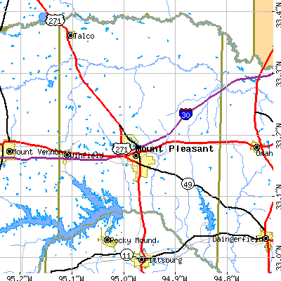 Titus County close-up map