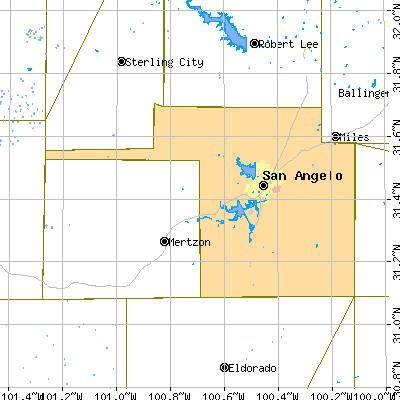 Tom Green County close-up map