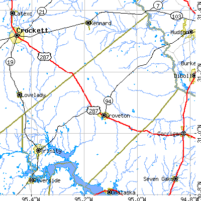 Trinity County close-up map