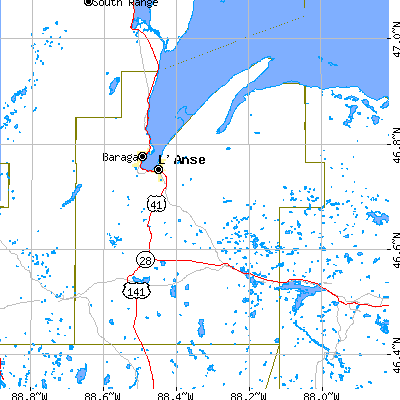 Baraga County close-up map