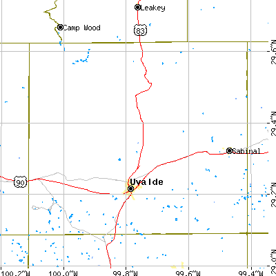 Uvalde County close-up map