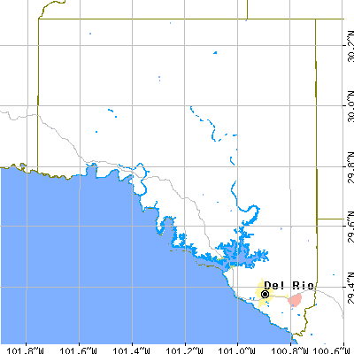 Val Verde County close-up map