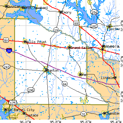 Van Zandt County close-up map