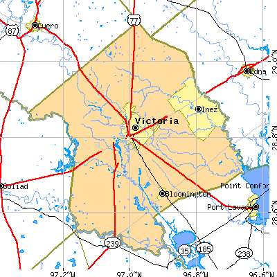 Victoria County close-up map