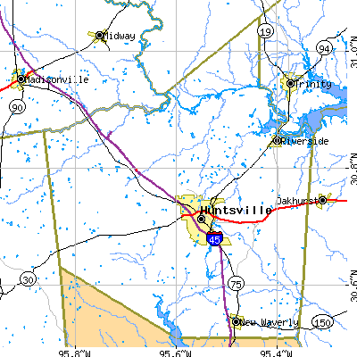 Walker County close-up map