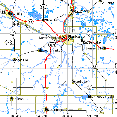 Blue Earth County close-up map
