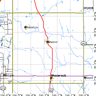 Wheeler County close-up map