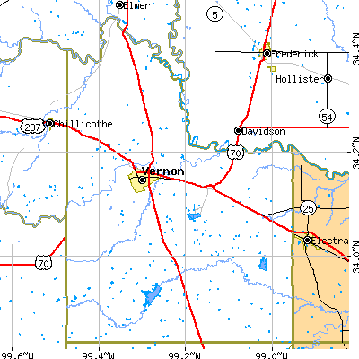 Wilbarger County close-up map
