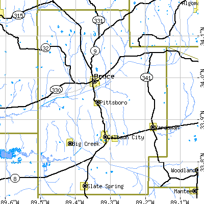Calhoun County close-up map