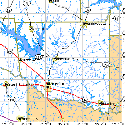Wood County close-up map