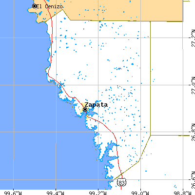 Zapata County close-up map