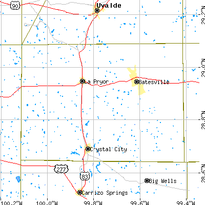 Zavala County close-up map