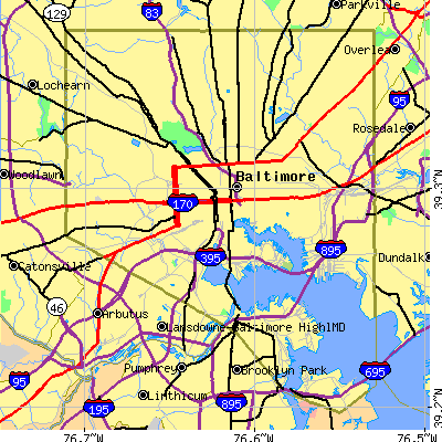 Baltimore city close-up map