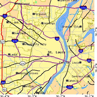 St. Louis city close-up map