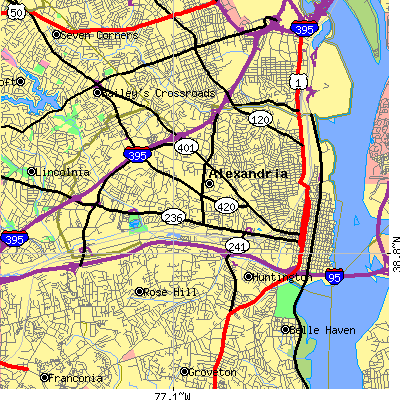 Alexandria city close-up map