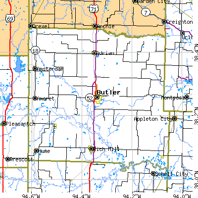 Bates County close-up map