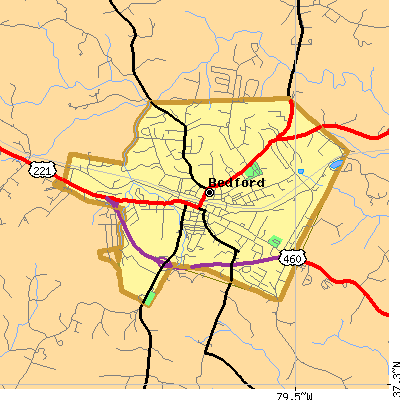 Bedford city close-up map